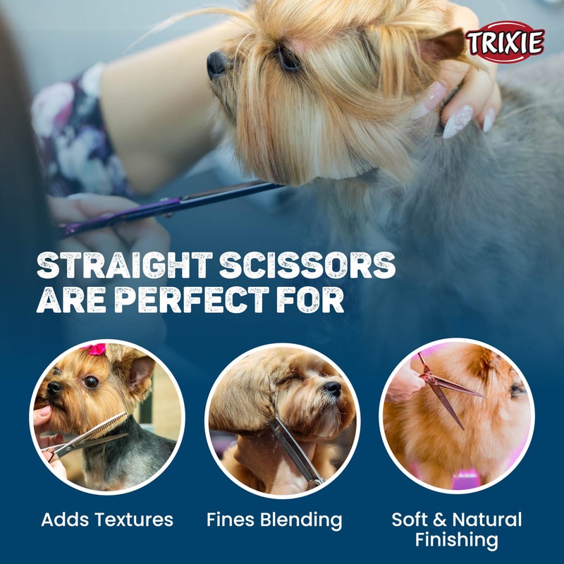 Trixie: - Double Sided Thinning Scissors | Stainless Steel Pet Grooming Scissors | Non-Slip Rubber Handle for Easy Grip | Round-Tip Design Makes It Safe to Use Around Your Pets Face - 18 cm - Image 4
