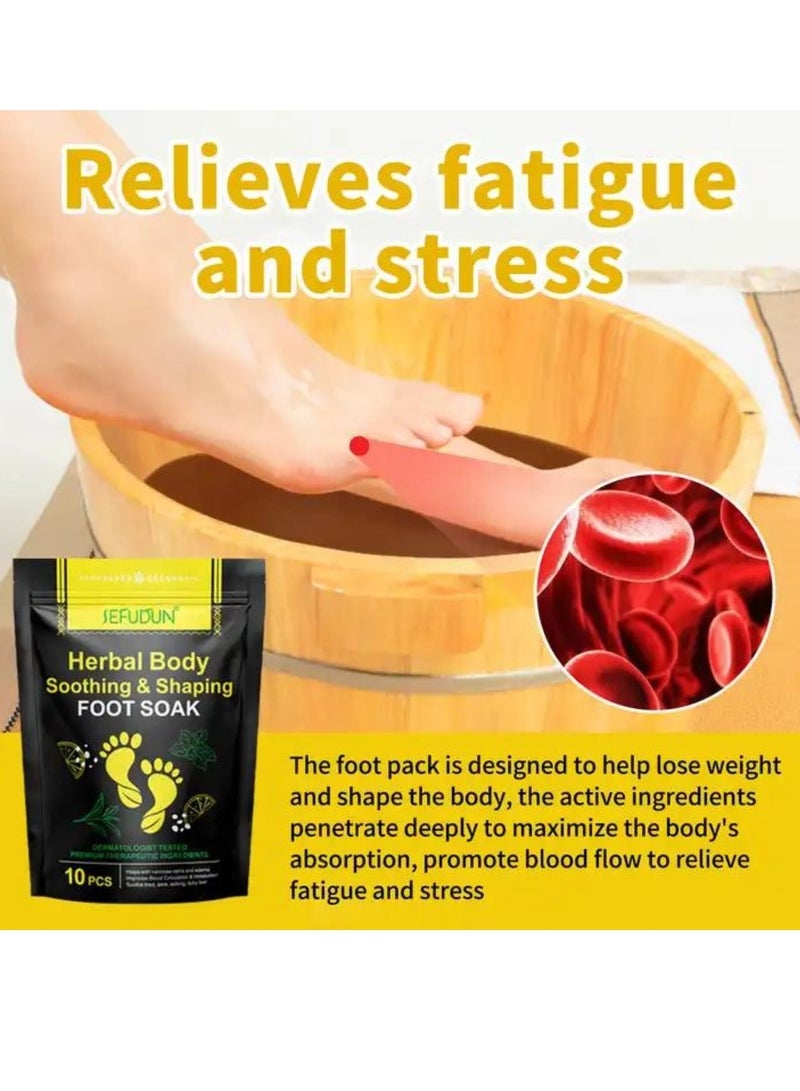 Sefudun نقع القدمين بالأعشاب لتهدئة الجسم وتشكيله، حبات نقع القدمين لإزالة السموم وتشكيل الجسم، نقع القدمين للتطهير، نقع القدمين اليومي لإزالة السموم، ملح نقع القدمين، نوم جيد، فقدان الوزن، شكل الجسم، 10 قطع - Image 4