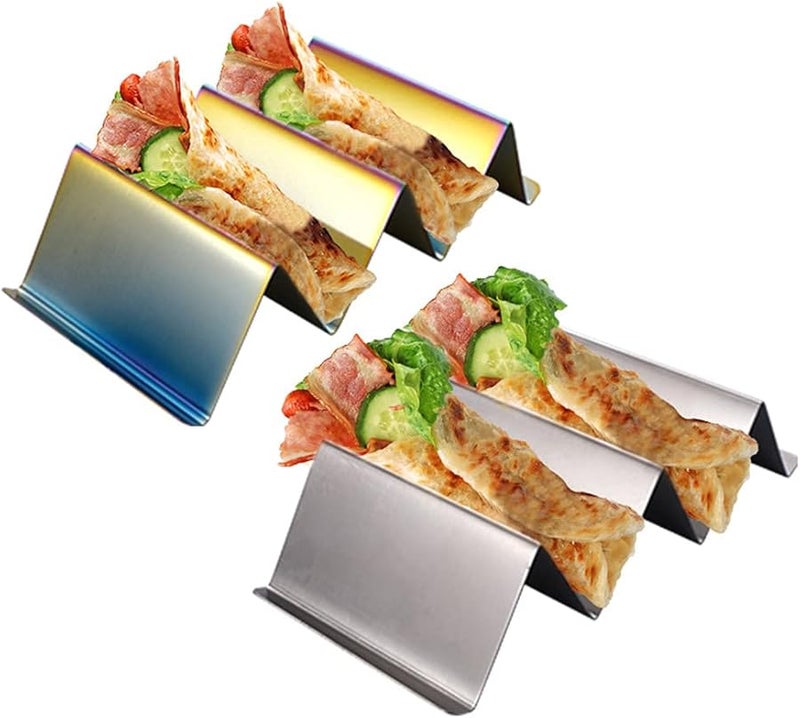 Stainless Steel Taco Stand With Handle Bowl 2 3 Grids Food Grade Taco Holder - Image 3