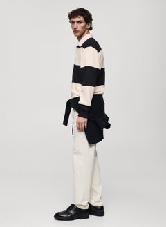 Mango Man Striped Cotton Polo Sweatshirt  - Image 3