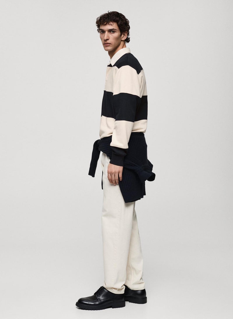 Mango Man Striped Cotton Polo Sweatshirt  - Image 3