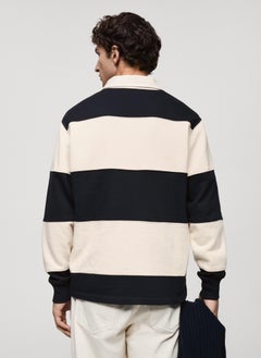Mango Man Striped Cotton Polo Sweatshirt  - Image 2