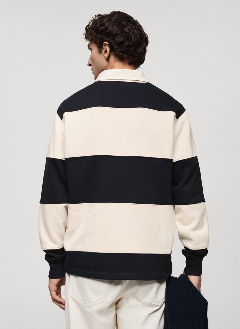 Mango Man Striped Cotton Polo Sweatshirt  - Image 2