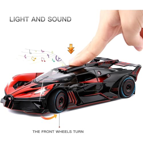 Coelon Metal Pull Back Diecast Car 1:24 Big Bugati Bolide Pull Back Car Model With Sound Light Boys Gifts Toys For Kids, Multicolor - Image 5