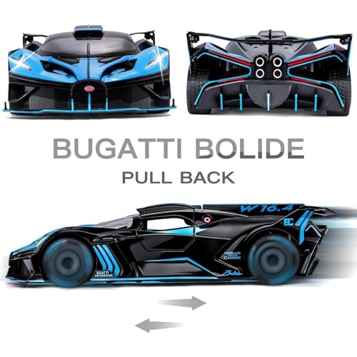 Coelon Metal Pull Back Diecast Car 1:24 Big Bugati Bolide Pull Back Car Model With Sound Light Boys Gifts Toys For Kids, Multicolor - Image 4