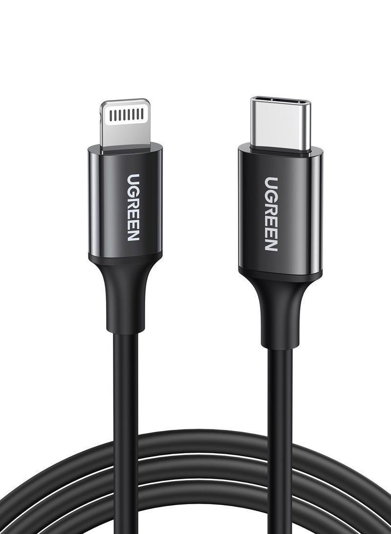 يو جرين كيبل آيفون مضيء معتمد من MFI يشحن بسرعة 60 واط ونوع USB C  متوافق مع  iPhone 14/14 Plus/ 14 Pro/14 Pro Max/iPhone 13/12/XS/Pro Max /Pro/ ipad 9 لون أسود وطول متر واحد أسود 1 متر - Image 1