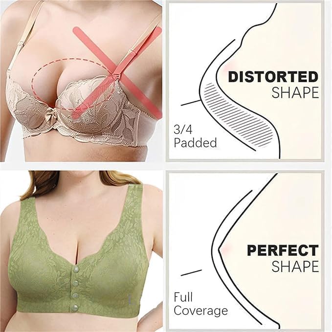 Neellohit Women's Cotton Spandex Fancy Padded Front Open Baby Feeding New Moms Maternity Nursing Bra (in, Numeric, 32, Plus, Grey) - Image 2