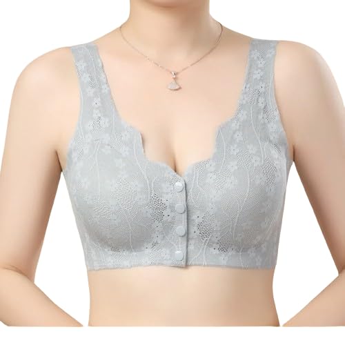Neellohit Women's Cotton Spandex Fancy Padded Front Open Baby Feeding New Moms Maternity Nursing Bra (in, Numeric, 32, Plus, Grey) - Image 1