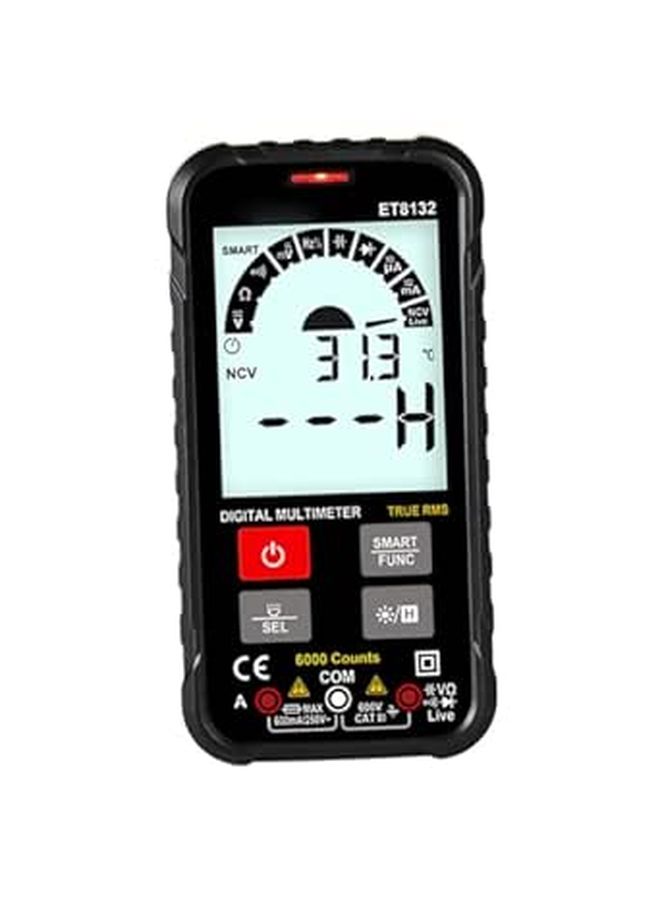 Automatic Digital Multimeter Push Button Test Tool for Electricians Measures AC DC Voltage with LED Light and Temperature Display - Image 1