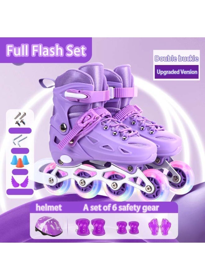 جوشبيرغ زلاجات بعجلات متراصة (Inline Skates) للأطفال قابلة للتعديل، مزودة بعجلات مضيئة بالكامل، مخصصة للبنات. - Image 3