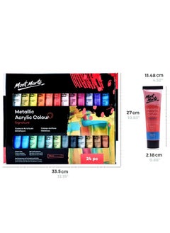 Mont Marte Mont Marte Premium Metallic Acrylic Paint Set, 24 x 1.02oz (36ml) Tubes, 24 Colors, Suitable for Most Surfaces Including Canvas, Card, Paper and Wood  - Image 2