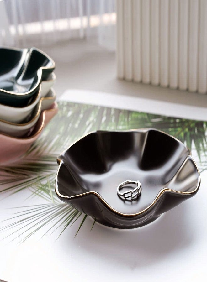 HANKOR 4.7 inch Small Ring Dish, Ceramic Jewelry Holder Tray, Black Catch All Trinket Bowl for Keys Rings Earrings - Image 3