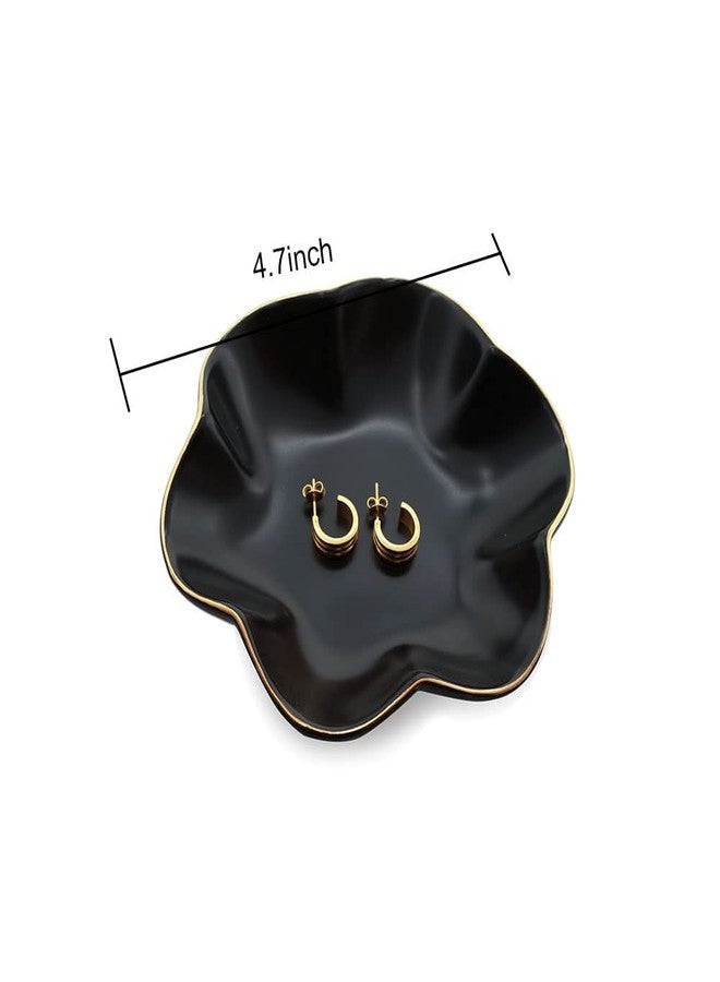 HANKOR 4.7 inch Small Ring Dish, Ceramic Jewelry Holder Tray, Black Catch All Trinket Bowl for Keys Rings Earrings - Image 5