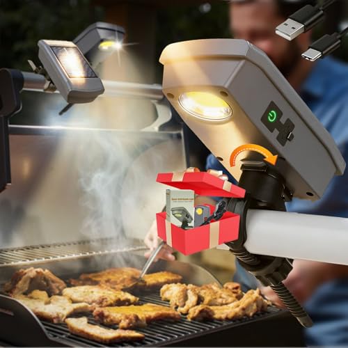 Bolycen SolarUSBC Grill Lights for Outdoor Grill Compatible with BlackstoneWeberBig Green Egg Rechargeable LED Work Light Gifts for Him Men Husband Boyfriend Dad Adults BBQ Accessories - Image 1