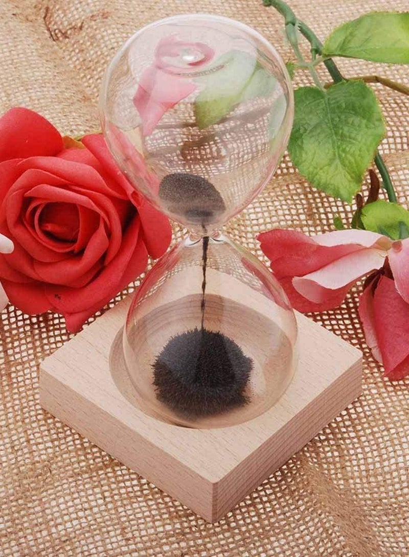 كابتن تيك Magnetic Hourglass Magnetic Sand Timer Hourglass Toy Home Office Desktop Decoration Dispaly Time Assistant with Wooden Base - Image 2