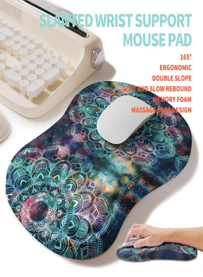KUOSGM 2-in-1 Ergonomic Set, Wave Rise Keyboard Wrist Rest and Massage Bulge Slope Mouse Pad Wrist Support, Cushion Memory Foam Integrated to Relieve Wrist Pain, Galaxy Mandala - Image 3