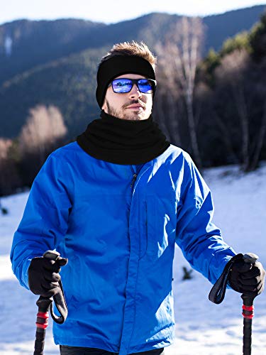 SATINIOR 6 Pieces Ear Warmer Headband Warmer Face Mask Fleece Neck Gaiter Touch Screen Winter Knit Gloves for Men and Women(Black and Gray) - Image 4
