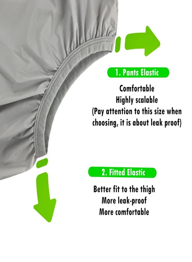 AQX Adult Leakproof Underwear for Incontinence, Washable Low Noise Reusable Adult Diaper Cover, Grey Plastic Pants Cover Unisex 2Pcs (XL, Grey) - Image 3