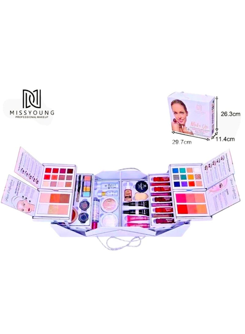 MISS YOUNG Professional Multifunctional Makeup Kit 106pcs Makeup Tools Eyeshadow Lipstick Mascara Lip Liner Makeup Brush Makeup Artist Makeup Box For Women Full Kit 56X33X48cm - Image 1