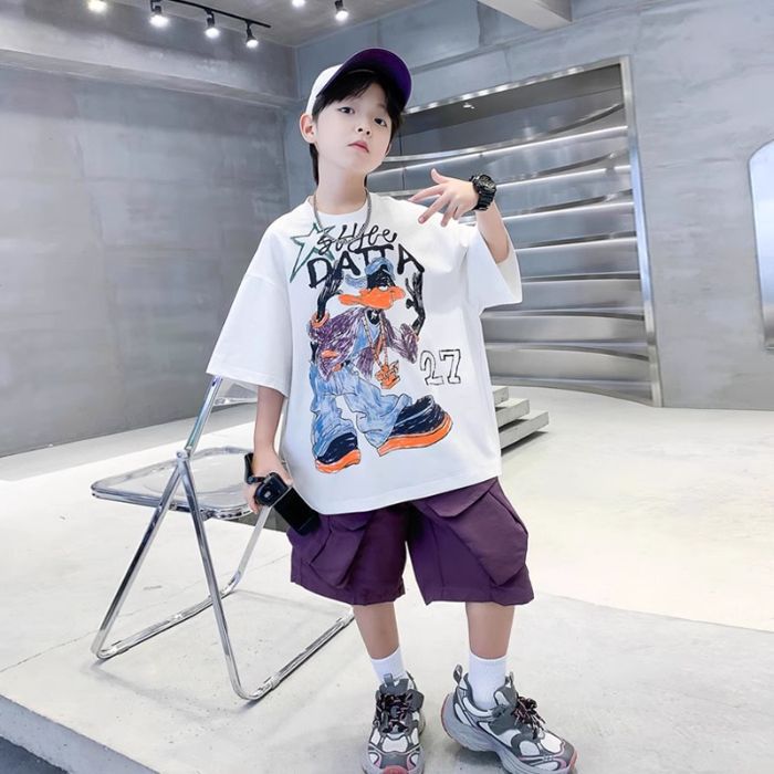 Style Boys Cotton Short-Sleeved Niche T-Shirt Style Children'S Top Boy'S Street-Fried Half-Sleeved Handsome T-Shirt Trendy - Image 5