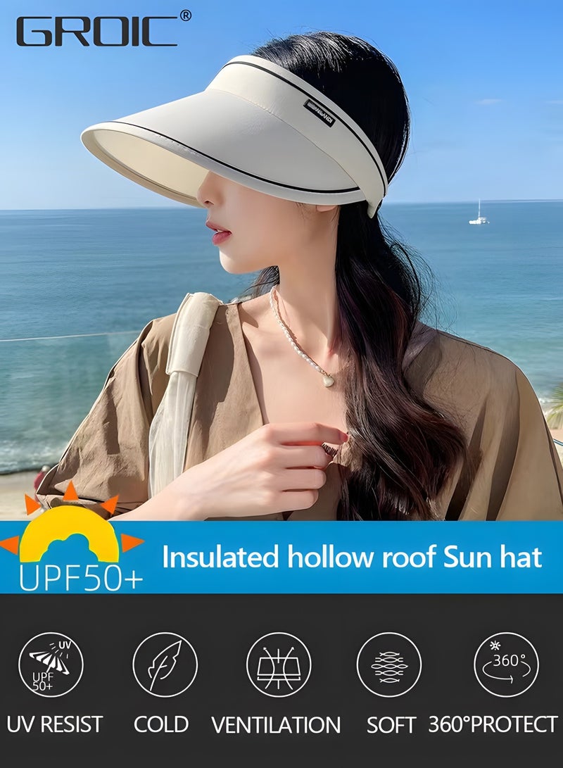 GROIC Sun Visor Hat for Women with Wide Brim UV Protection Wide Brim Golf Visor Cap Tennis Running Sunshade Hat,Outdoor Sports Accessories - Image 5