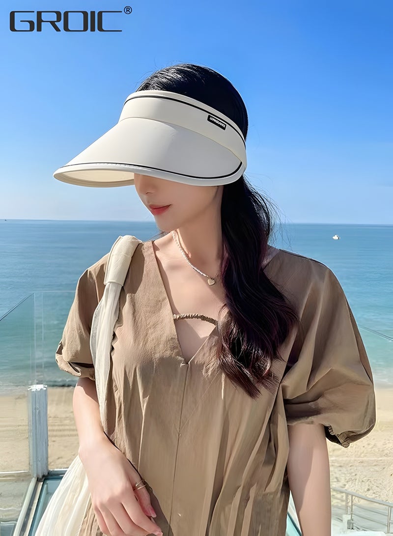 GROIC Sun Visor Hat for Women with Wide Brim UV Protection Wide Brim Golf Visor Cap Tennis Running Sunshade Hat,Outdoor Sports Accessories - Image 4