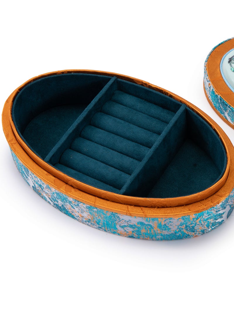 MideUnik - MideUnik Mother-of-pearl Oval Brocade Box - Image 1