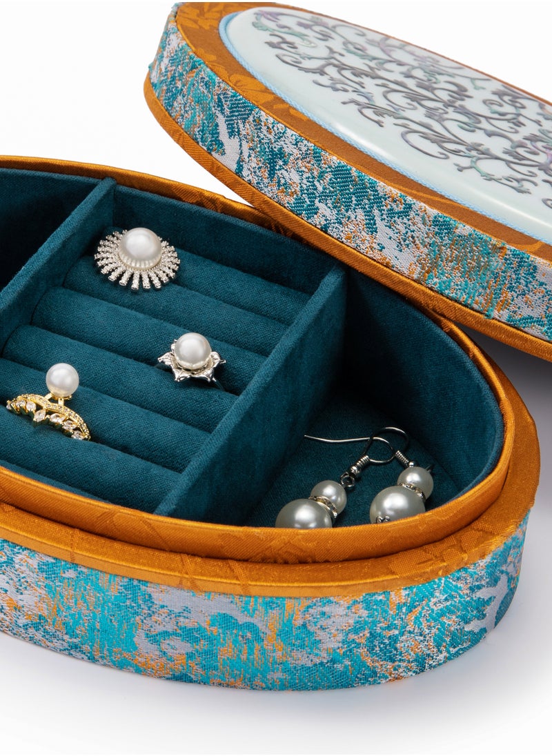 MideUnik - MideUnik Mother-of-pearl Oval Brocade Box - Image 1