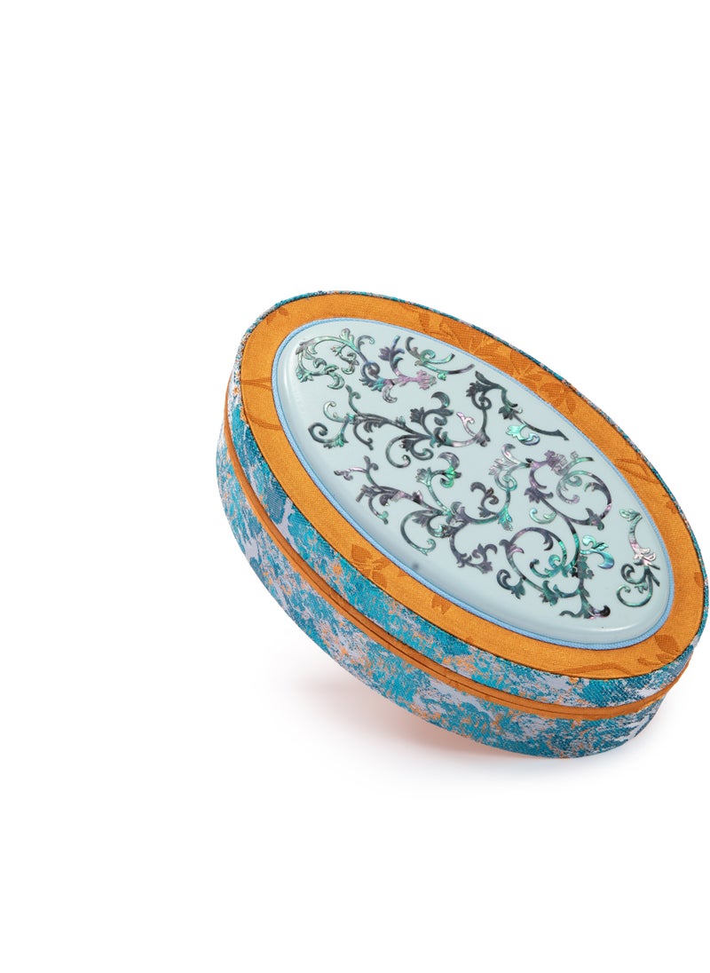 MideUnik - MideUnik Mother-of-pearl Oval Brocade Box - Image 1