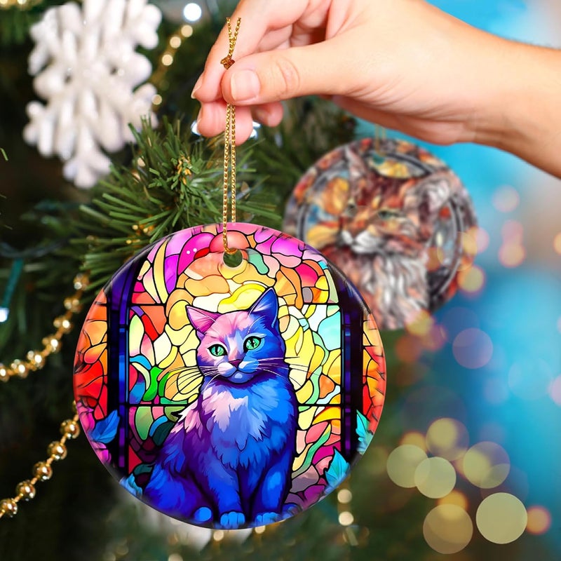 Touber Cat Ornament, Christmas Decoration, Holiday Present Idea, Heirloom Keepsake, Round Ceramic, Bauble Present, Cat - Image 5