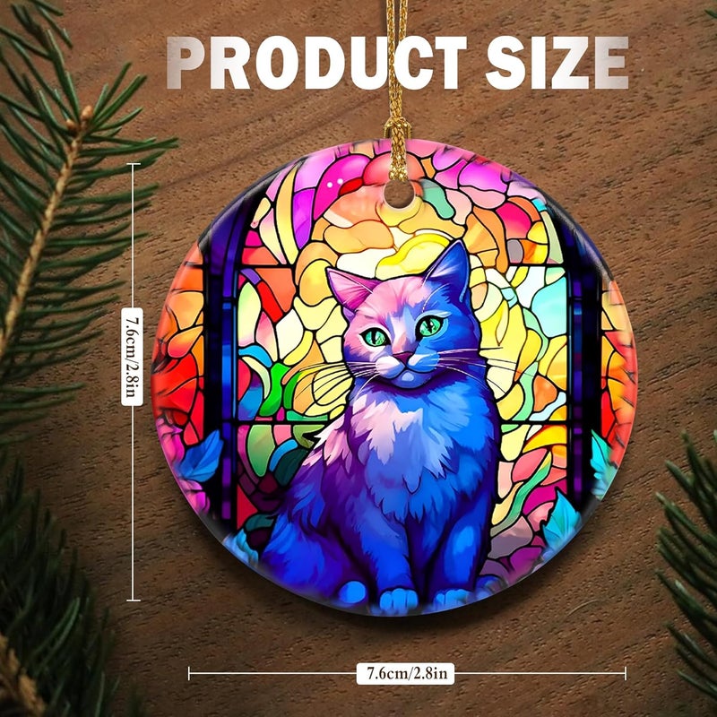 Touber Cat Ornament, Christmas Decoration, Holiday Present Idea, Heirloom Keepsake, Round Ceramic, Bauble Present, Cat - Image 2