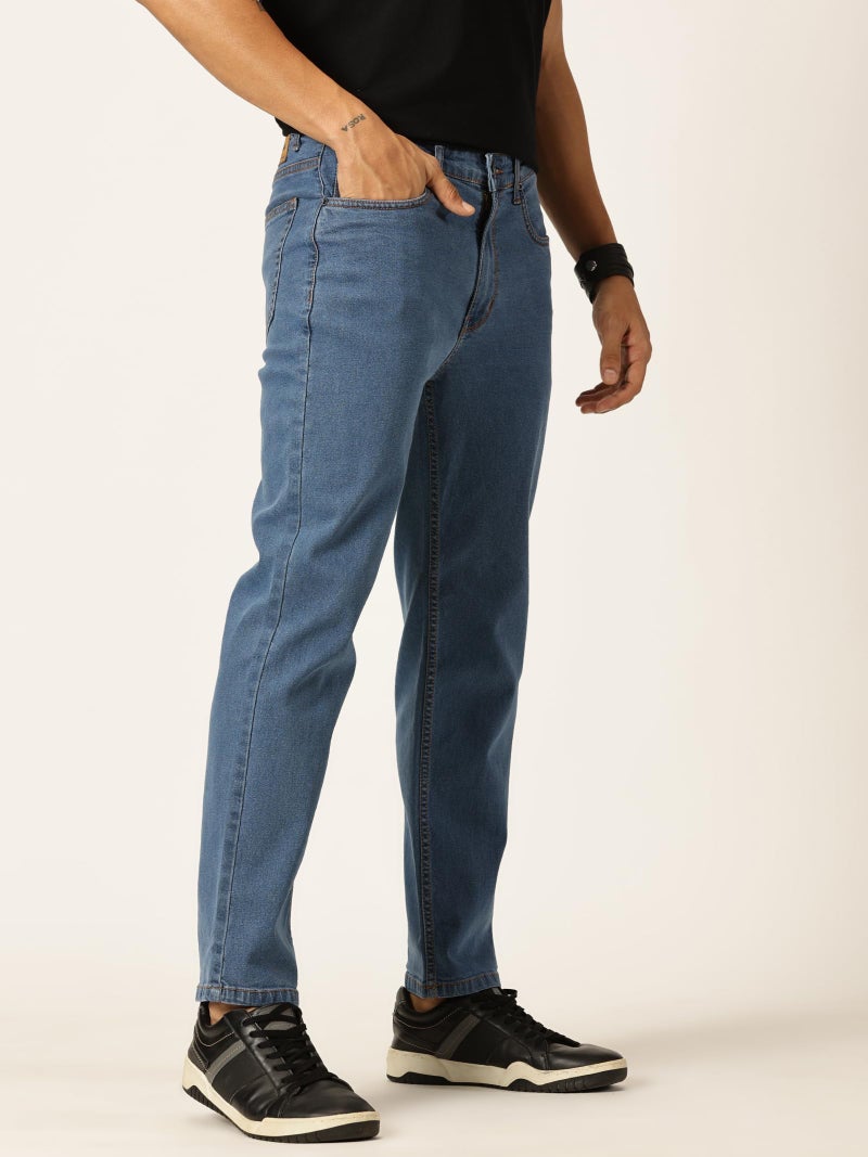 Thomas Scott Men's Mid-Rise Regular Fit Stretchable Jeans (TSJ236_DarkBlue, 30) - Image 3