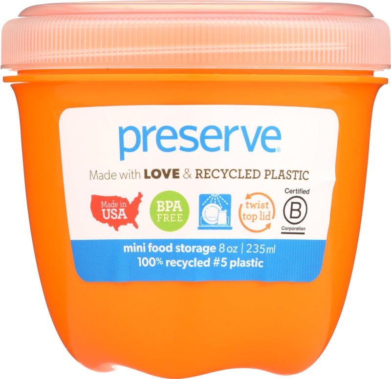 Preserve 8 oz 1 Count Round Orange Food Storage Container  1 EA - Image 1