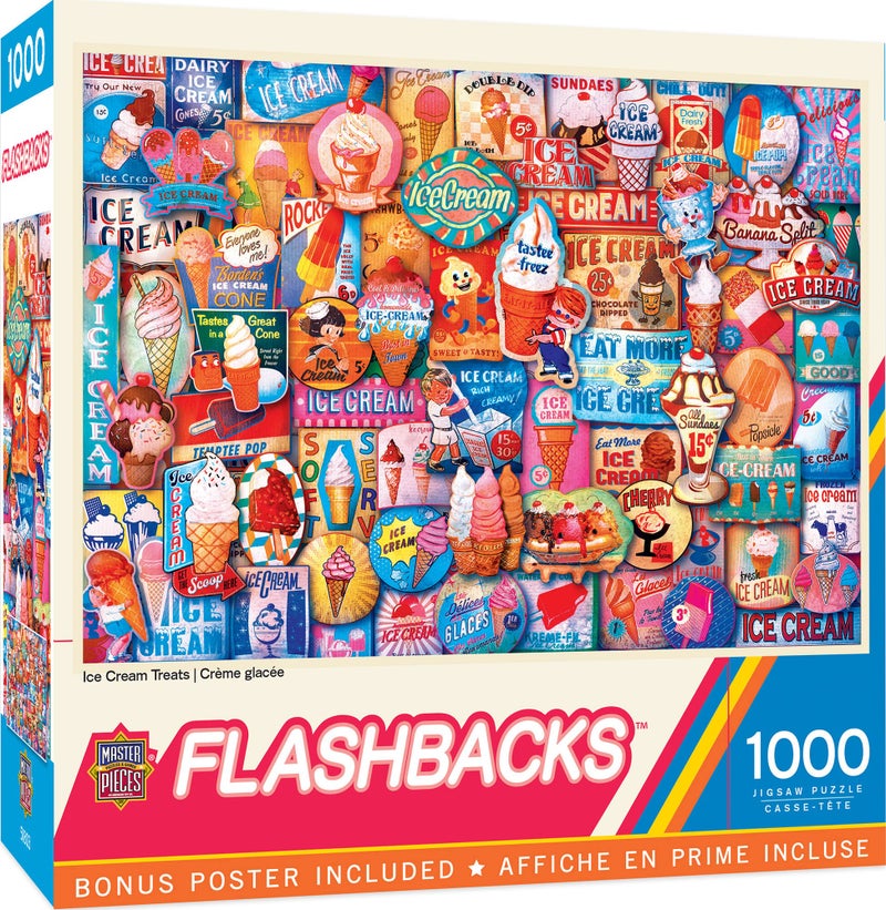 MasterPieces - 1000 Piece Jigsaw Puzzle, Ice Cream Treats, Fun for Adults, Family, Kids, Non-Glare Finish, 19.25" x 26.75" - Image 1