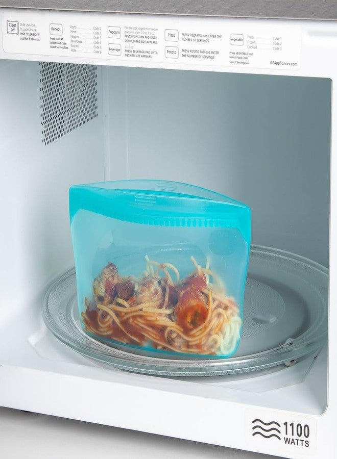 بريب ووركس حقيبة بروجريسيف إنترناشونال بروكيبر متوسطة الحجم، قابلة لإعادة الاستخدام، سعة 1.5 كوب، مصنوعة من السيليكون بنسبة 100%، لون فيروزي - Image 2