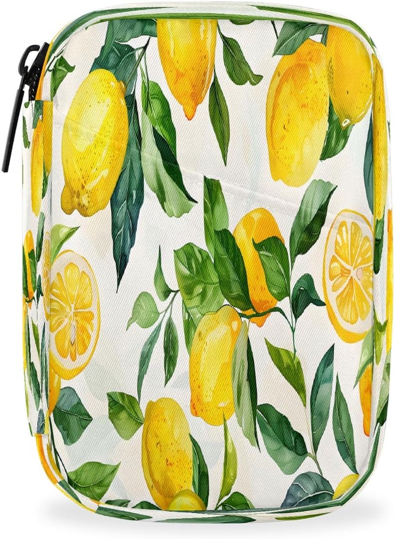 Fruit Leaves Lemon Pill Case Travel Pill Organizer Weekly 7 Day Portable with Zipper Medicine Box Pill Case for Vitamins, Birth Control,Fish Oils,Medication, Supplements - Image 1