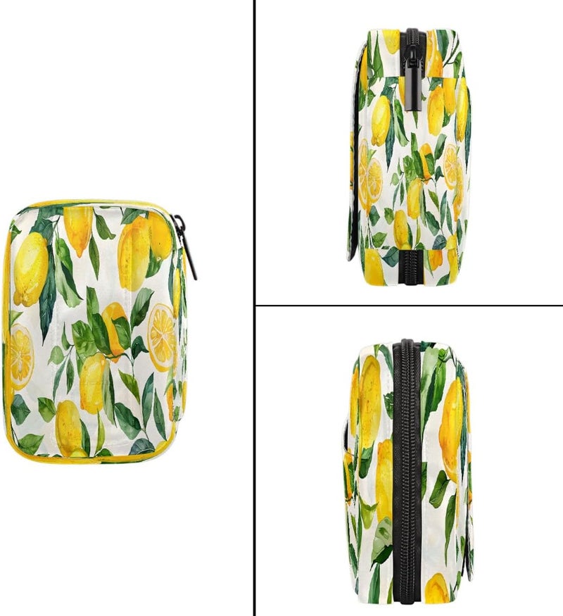 Fruit Leaves Lemon Pill Case Travel Pill Organizer Weekly 7 Day Portable with Zipper Medicine Box Pill Case for Vitamins, Birth Control,Fish Oils,Medication, Supplements - Image 4