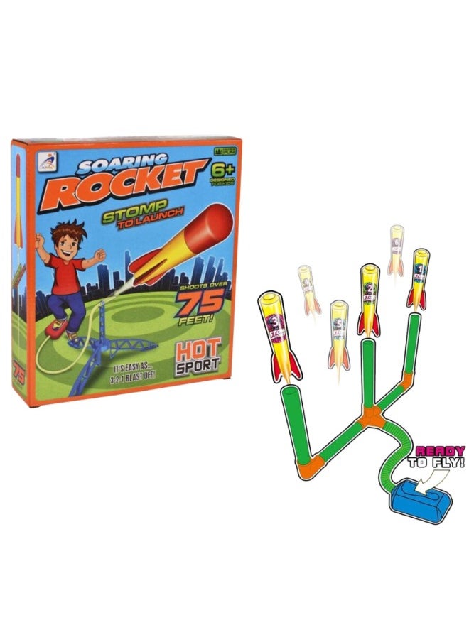 Aoxing Toy Rocket Launcher for Kids with Sturdy Rocket Launchers, 6 Colorful Foam Rockets, Adjustable Stand with Stomp Launch Pad Fun Outdoor Toys for Boys and Girls  - Image 2