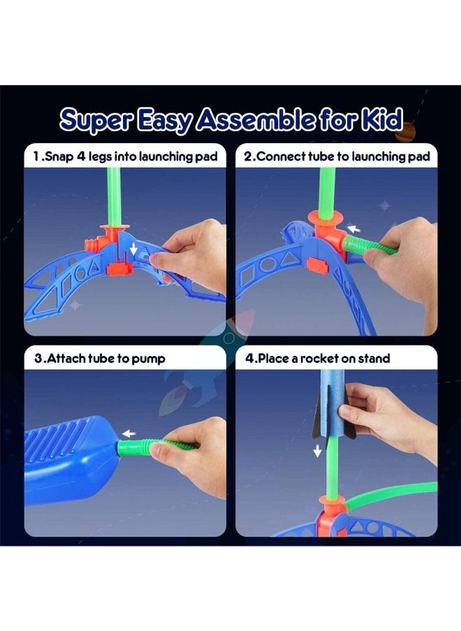 Aoxing Toy Rocket Launcher for Kids with Sturdy Rocket Launchers, 6 Colorful Foam Rockets, Adjustable Stand with Stomp Launch Pad Fun Outdoor Toys for Boys and Girls  - Image 4