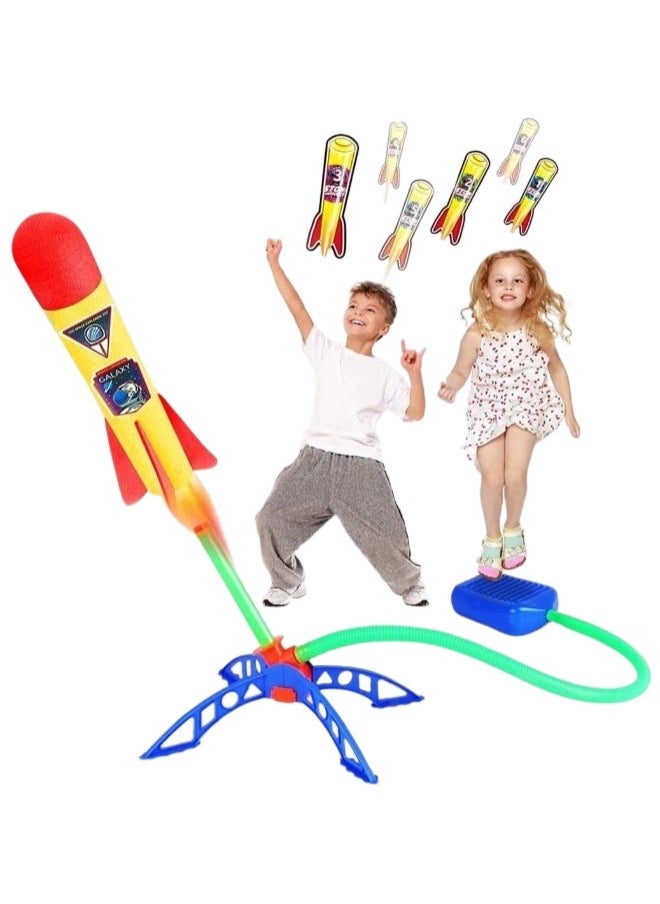 Aoxing Toy Rocket Launcher for Kids with Sturdy Rocket Launchers, 6 Colorful Foam Rockets, Adjustable Stand with Stomp Launch Pad Fun Outdoor Toys for Boys and Girls  - Image 1