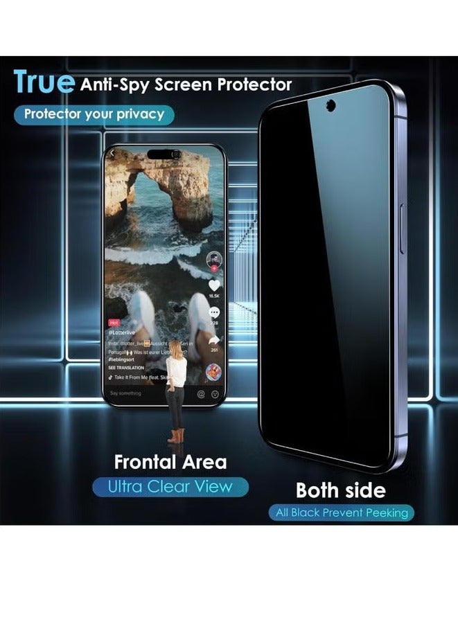 TIGER iPhone Tempered Glass 3 Pack Privacy Screen Protector Set For iPhone 15 Pro Max 6.7 Inch Anti-Spy Tempered-Glass, Scratch Resistant iPhone Glass Full-Coverage Glass (Privacy, iPhone 15 Pro Max) - Image 3