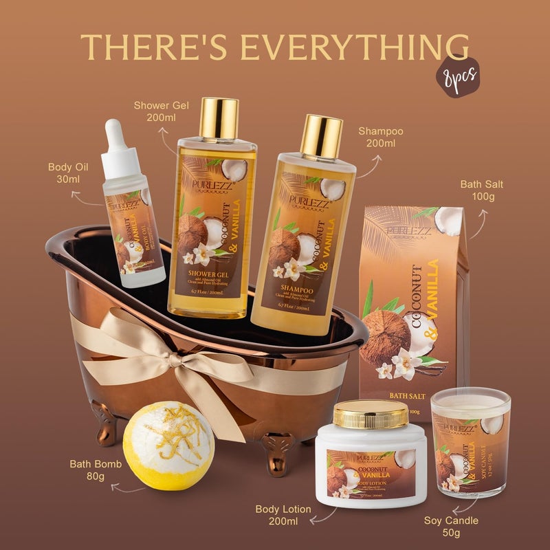 PURLEZZ Luxury Coconut & Vanilla Spa Gift Basket - Image 2