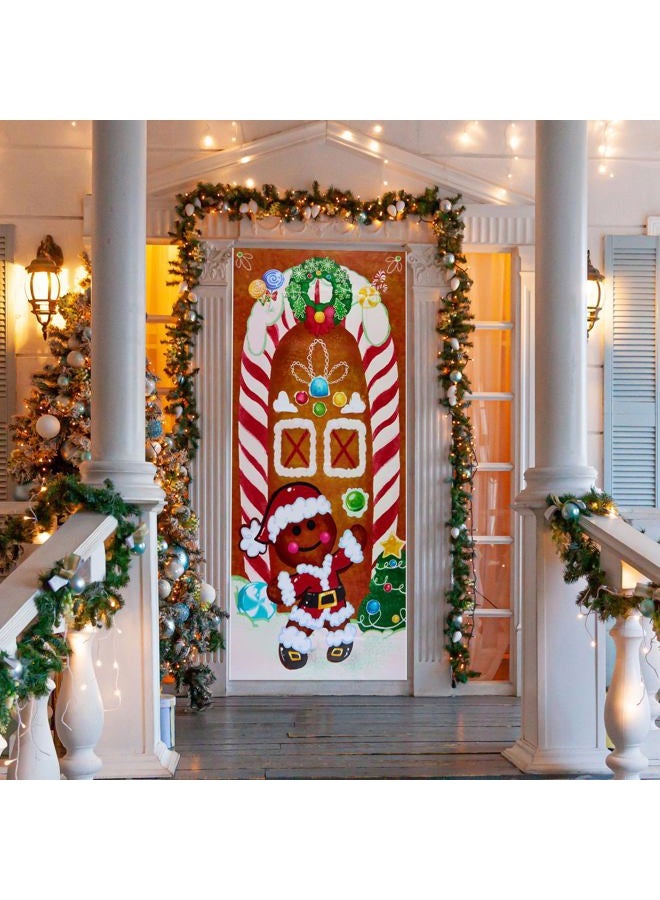 Joiedomi Christmas Gingerbread Door Cover Window Banner Front Door Porch Sign Village Displays Christmas Indoor Outdoor Decor Holiday Winter House Decoration (72"X 30",1 PCS) - Image 5