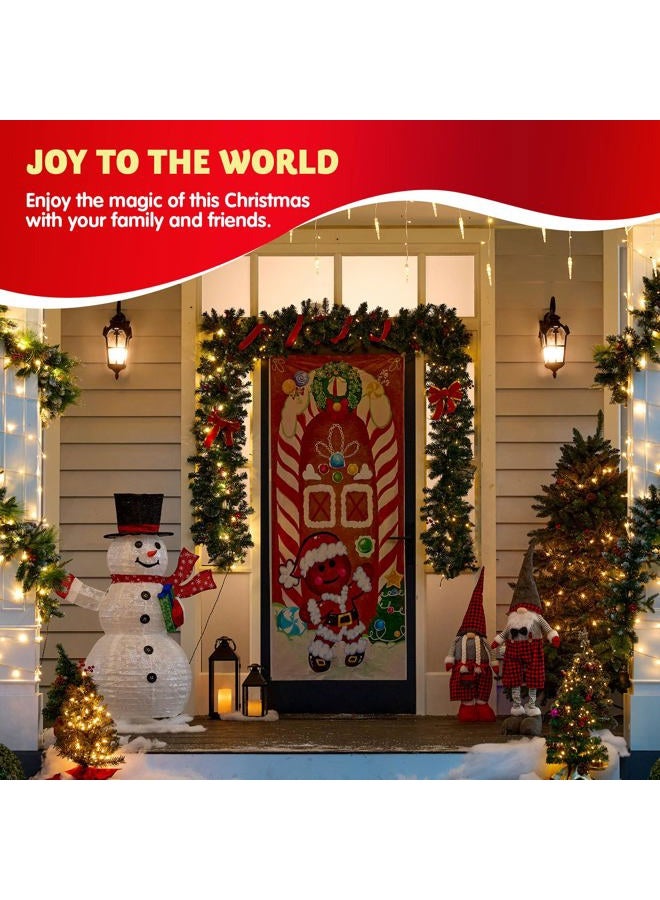 Joiedomi Christmas Gingerbread Door Cover Window Banner Front Door Porch Sign Village Displays Christmas Indoor Outdoor Decor Holiday Winter House Decoration (72"X 30",1 PCS) - Image 4