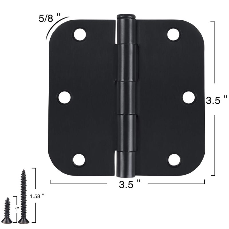TDCHINGES Interior Matte Black Hardware Door Hinges 3.5 Inch 30 Pack 3 1/2" Rounded 5/8" Radius Left Right Hinge for Penthouse Studio Dorm Hut Apartment Home Metal Decor Bisagras para Puertas De Madera 3 Â½" - Image 2
