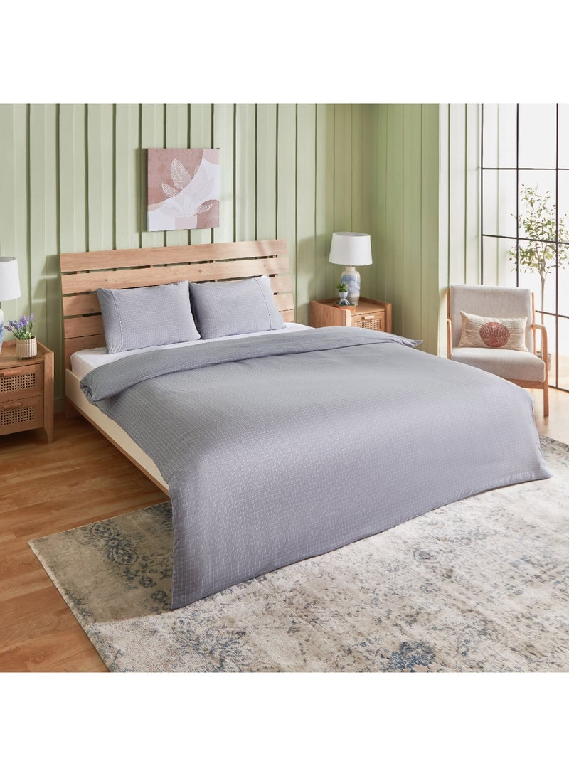 Home Box Ferum 3-Piece Striped Microfibre Twin Duvet and Quilt Cover Set 220 x 150 cm - Image 1