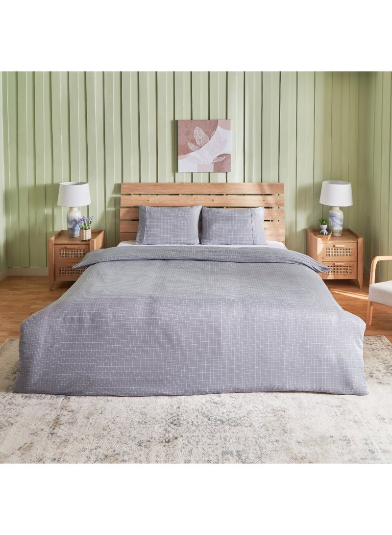 Home Box Ferum 3-Piece Striped Microfibre Twin Duvet and Quilt Cover Set 220 x 150 cm - Image 3