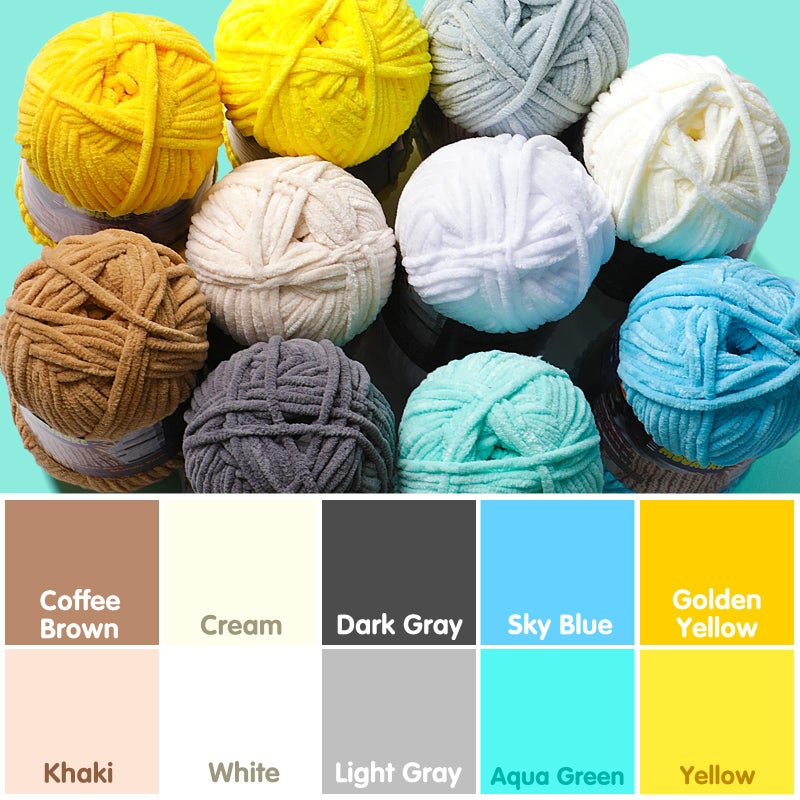 Mooaske Baby Blanket Yarn for Crocheting - Soft Velvet Fluffy Chenille Yarn for Knitting Amigurumi Making Scarves, Doll - 100g/3.5oz 131 Yards Thick Plush Yarns (1, Aqua Green) - Image 4