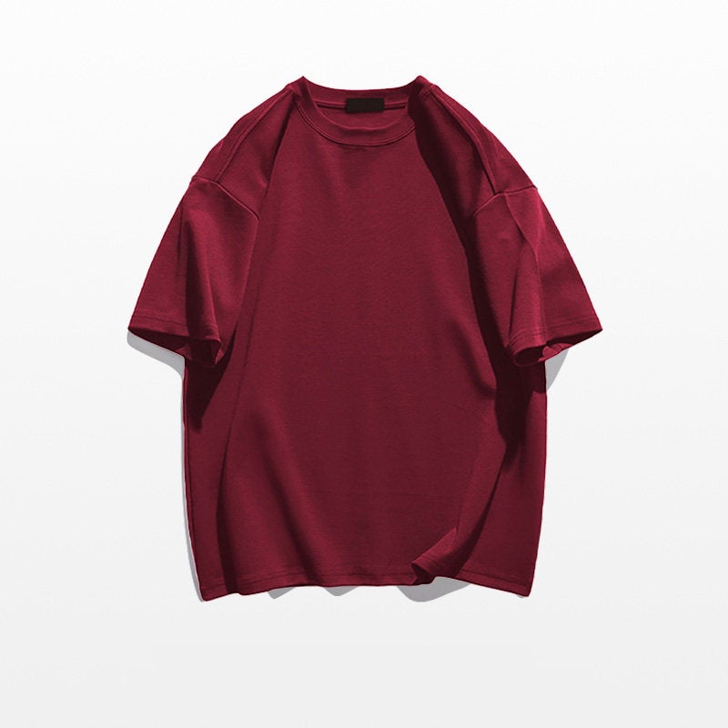 150 kg plus size men's loose cotton short-sleeved summer round neck casual half-sleeved solid color T-shirt heavyweight top - Image 3