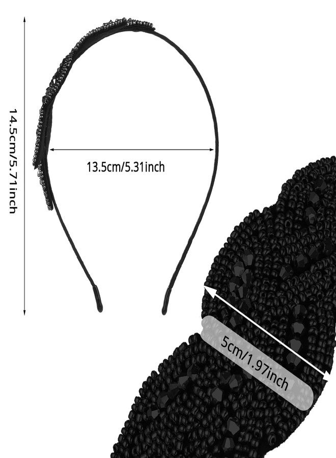 Sibba Vintage 1920s Flapper Headband 2-Pack Sparkling Rhinestone Sequin Gatsby Headpiece for Women, Roaring Twenties Costume Headwear for Dresses, Black & Gray Art Deco Hair Accessories - Image 3